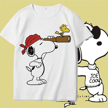Snoopy Kawaii Plushie Cute Karikatūra Lelles Ins Brīvs un Universāls Īsām Piedurknēm T-Krekls Anime Plīša Rotaļlietas Meitene Dzimšanas dienas Dāvana