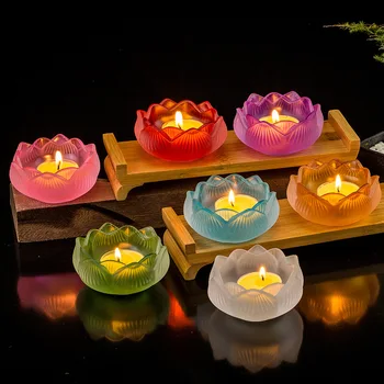 Septiņas Krāsas Kristāla Incensee Deglis Stikla Lotus Svečturi Rokdarbu Dekorēšanai Mājas Budas Mini Zen Konuss vīraka kvēpināmais trauks