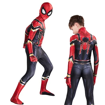 Spiderman Cosplay Bodysuit Filma Spider Man Nekādi Mājas Peter Parker Cosplay Kostīmu Zentai Jumpsuit Halloween Kostīms Bērniem